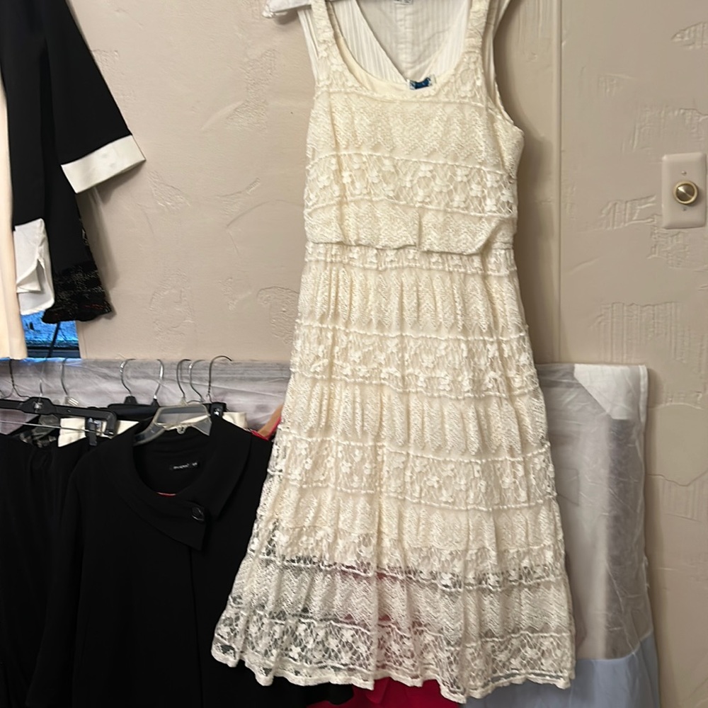 White lace dress is lined